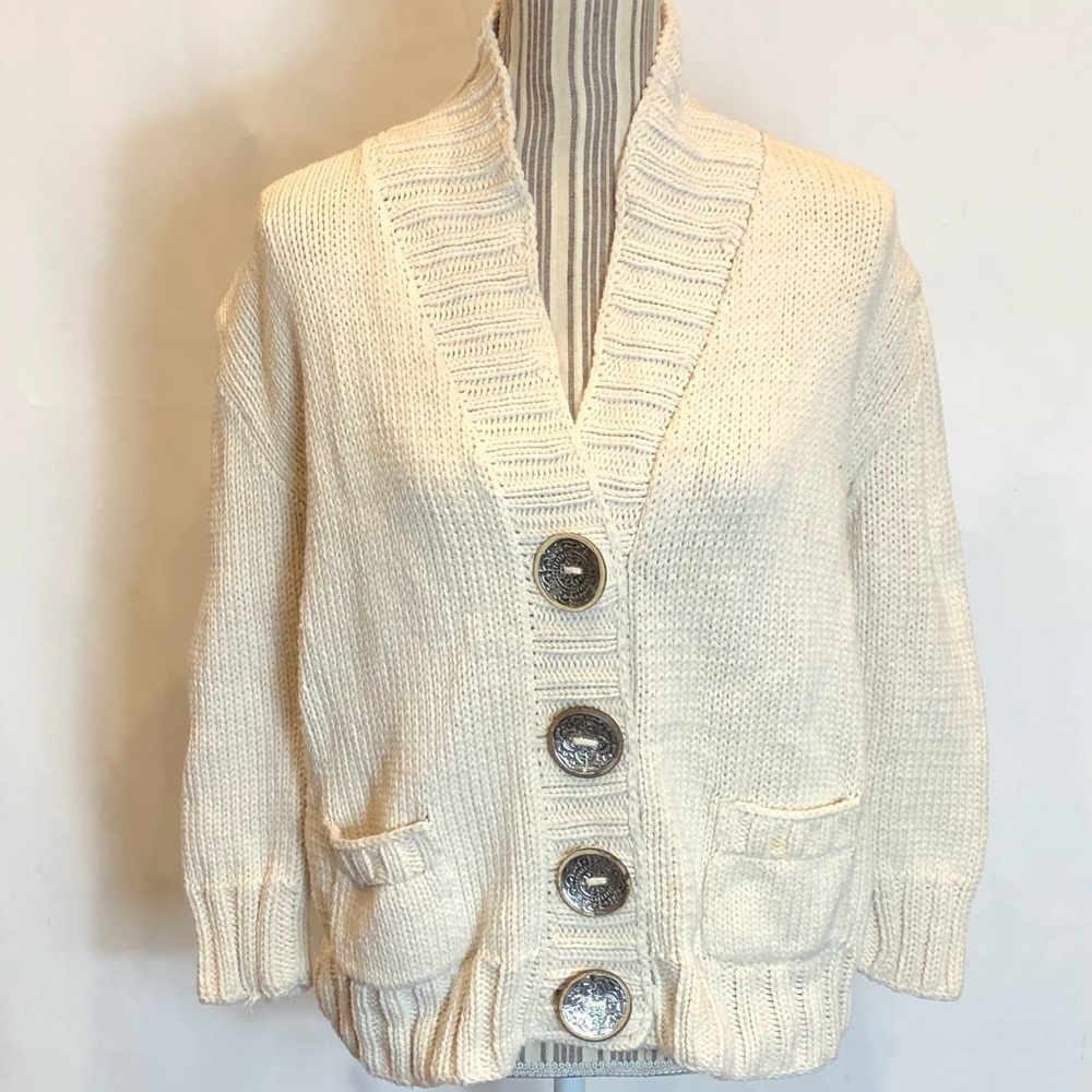 Pure  hand knit 100% cotton sweater size L/XL